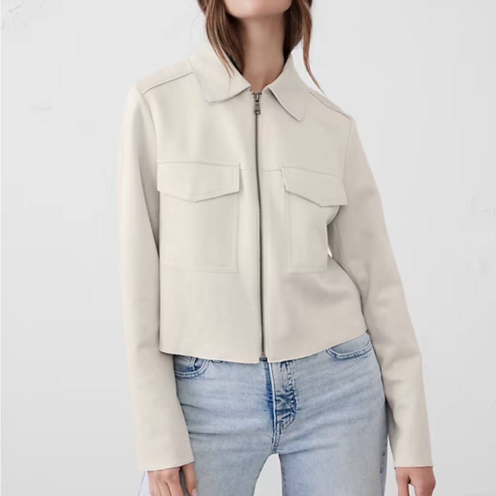 Banana Republic Women's Light Beige Suede cropped jacket